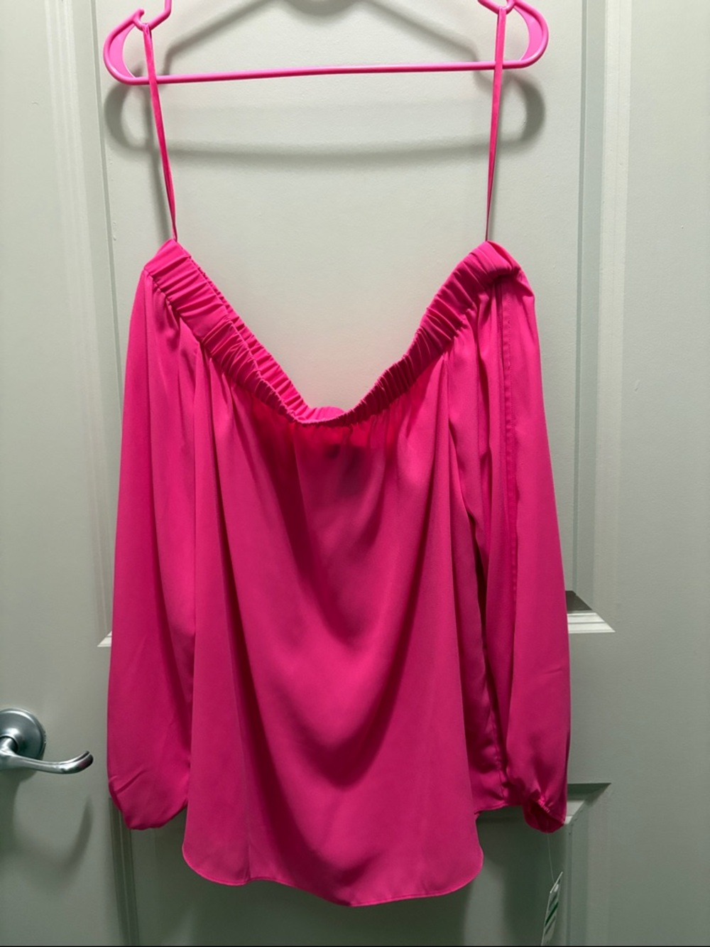 CLOSET CLEAN OUT - INC Hot Pink Off-the-Shoulder Long Sleeve Blouse
